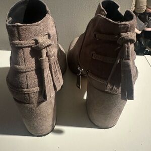 Suede Ankle Boots - Taupe
